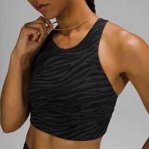 Lululemon Wunder Train High Neck Longline Sports Bra Le Tigre Deep Coal Camo 6